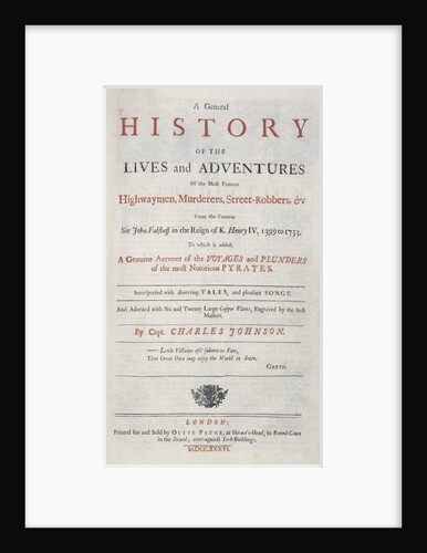 Frontispiece from 'A General History of the Lives and Adventures of the Most Famous Highwaymen, Murderers, Street Robbers etc.' by unknown