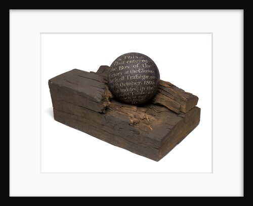 40 pound cannonball in piece of timber from the 'Victory' by unknown