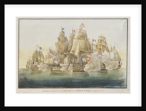 H.M.Ships 'Victory' and 'Temeraire', in the Battle of Trafalgar at half past Noon by A. Masson