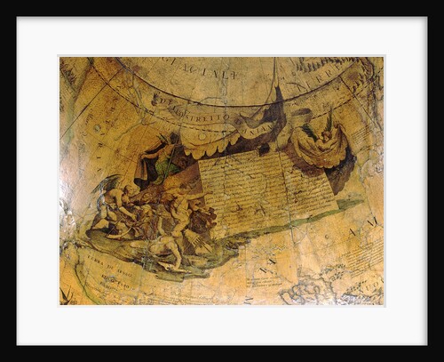 Cartouche on Strait of Anian, northern hemisphere by Vincenzo Coronelli