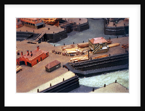 Topographic model, Royal Dockyards at Sheerness, detail showing log transportation by George Stockwell