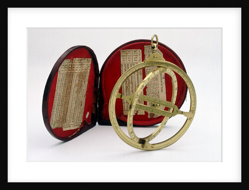 Universal equinoctial ring dial, with case by Dollond