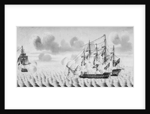 French vessel 'Le Marengo' engages HMS 'London' (1766) by Duslos Legris