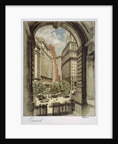Front cover of Cunard menu featuring archway by unknown