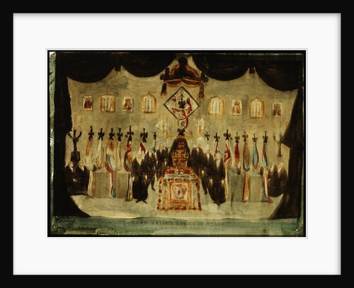 Picture on glass: Lord Nelson Lying in State by J. Hinton