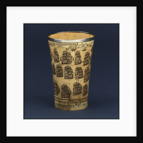 Horn beaker commemorating the Battle of Trafalgar, 1805 by Nathaniel Spilman