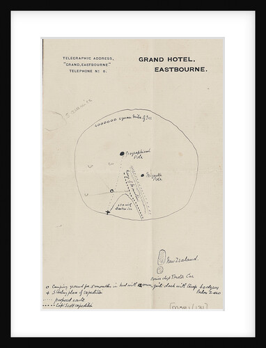 Sketch outlining Shackleton's route to the pole by Ernest Shackleton