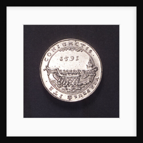 Counter commmemorating preparations by sea and land, 1591; reverse by unknown