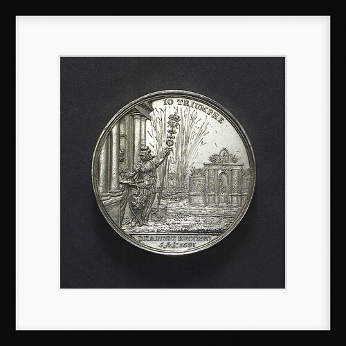 Medal commemorating the dangerous crossing of King William III and the fireworks at The Hague, 1691; reverse by D. Koene