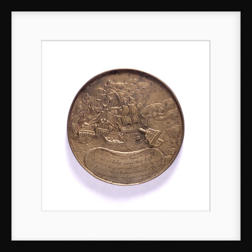 Medal commemorating ships burnt in the Medway and the proclomation of the peace of Breda, 1667; reverse by P.van Abeele