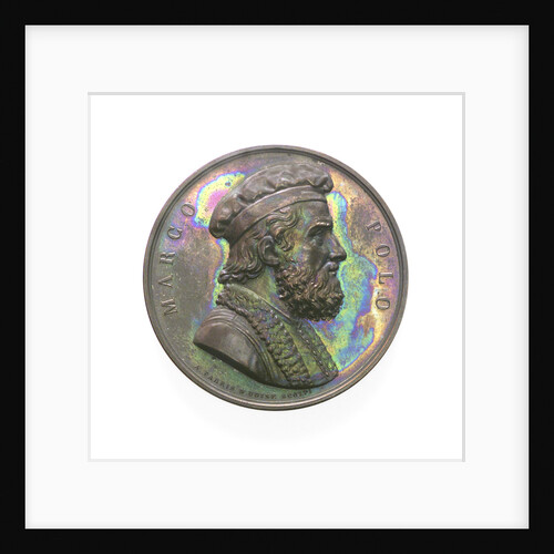 Medal commemorating Marco Polo and the 9th Conference of Italian Scientists; obverse by A. Fabris