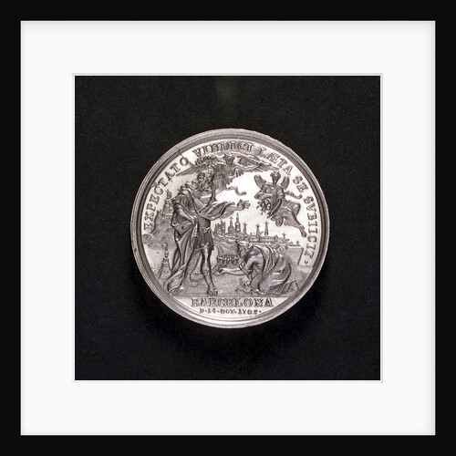 Medal commemorating the capture of Barcelona, 1705; reverse by P.H. Muller