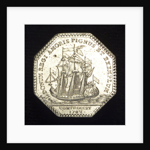 Medal commemorating the presentation to King Louis XV of an eighty-gun ship; reverse by J.C. Roettier