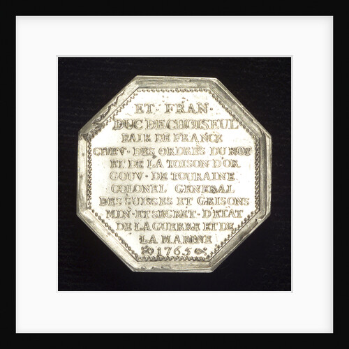 Medal commemorating Etienne François, Duc de Choiseul-Amboise (1719-1785), Minister of Marine by L.O.R.
