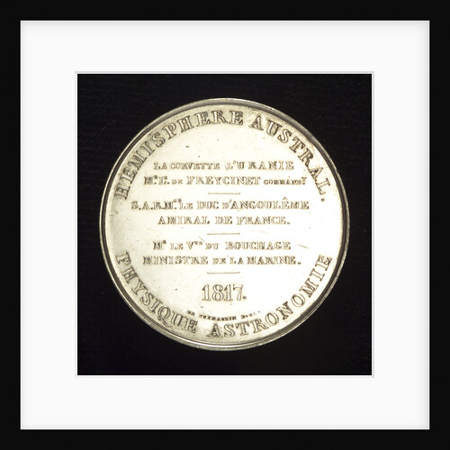 Medal commemorating the Expedition of the corvette 'Uraine', 1817; reverse by B. Andrieu; J.P. de Puymaurin