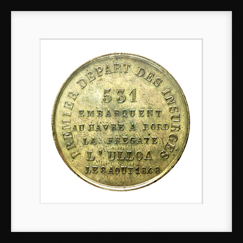 Counter commemorating the embarkation of the insurgents at Le Havre, 1848; reverse by unknown