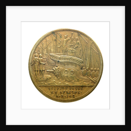 Counter commemorating the embarkation of Scipio for Africa, BC149, and his meeting with Hannibal; obverse by Jac Dassier