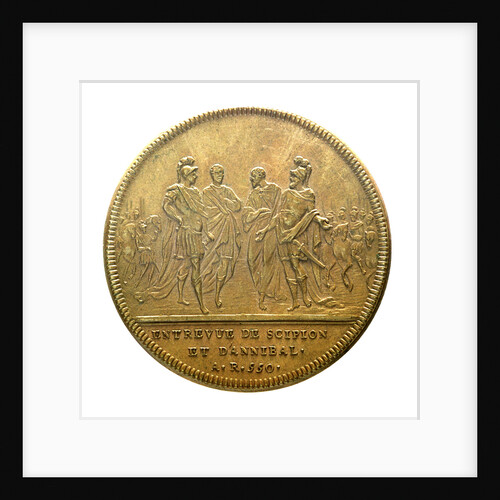 Counter commemorating the embarkation of Scipio for Africa, BC149, and his meeting with Hannibal; reverse by Jac Dassier