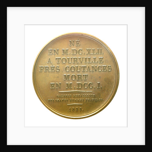 Medal commemorating Admiral Anne Hilarion de Contentin, Comte de Tourville (1642-1701); reverse by J.A. Pingret