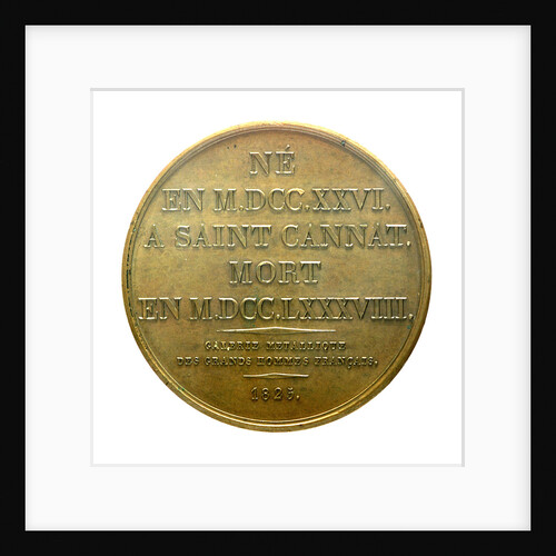 Medal commemorating Admiral de Suffren (1726-1788); reverse by J.J. Barre