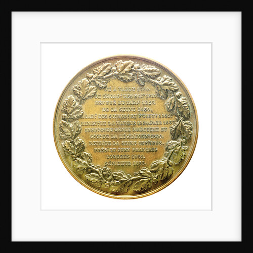 Medal commemorating Baron Francois Pierre Charles Dupin (1784-1873); reverse by A. Bovy