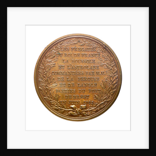 Medal commemorating the expedition of 'Boussole' and 'Astrolabe', frigates; reverse by B. Duvivier