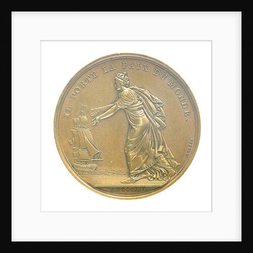Medal commemorating Louis XVIII landing at Calais, 1814; reverse by B. Andrieu; N.G. Brenet