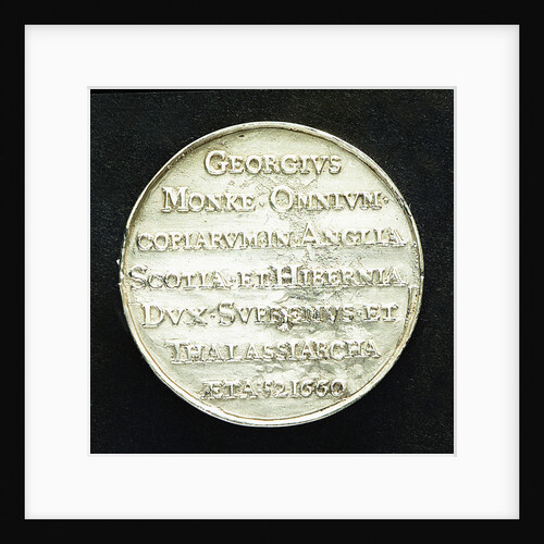 Medal commemorating Admiral General George Monk (1608-70): 1st Duke of Albemarle; reverse by T. Simon