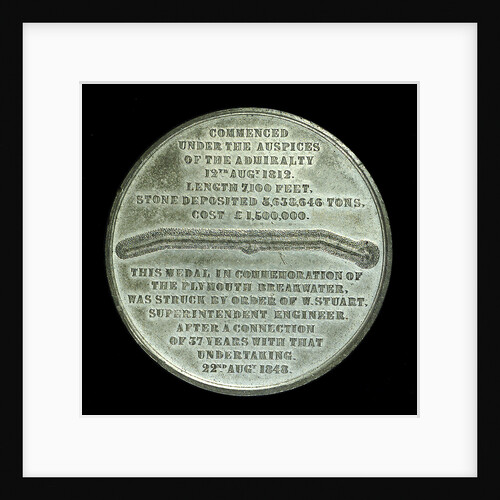 Medal commemorating the Plymouth breakwater and lighthouse; reverse by Allen & Moore