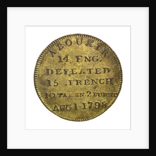 Counter commemorating Vice-Admiral Horatio Nelson (1758-1805) and the Battle of the Nile, 1798; reverse by unknown