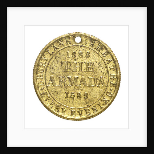 Theatre pass commemorating the tercentenary of the Spanish Armada, 1888; reverse by unknown