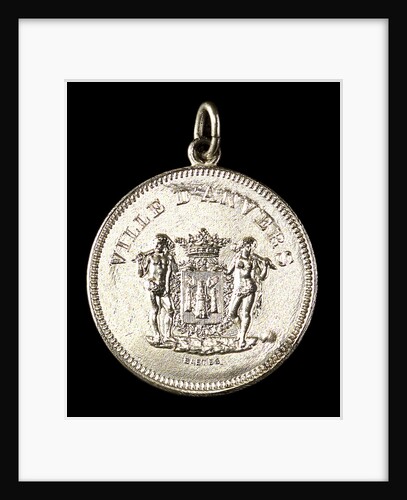 Medalet commemorating the visit of HMS 'Antrim' Captain Inglefield to Antwerp, 1906; obverse by J. Baetes