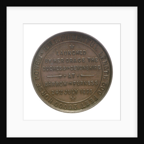 Medal commemorating the launch of HMS 'Powerful'; reverse by W.T. Story
