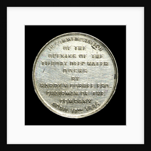 Medal commemorating the opening of Tilbury deep water docks, 1886; reverse by unknown
