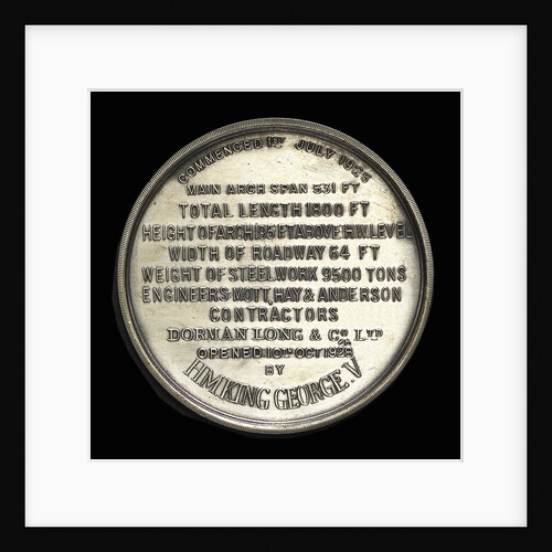 Medal commemorating the opening of the Tyne Bridge, 1928; reverse by Northern Goldsmiths Co.
