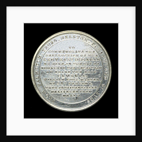 Medal commemorating the loss of the East Indiaman 'Kent', 1825; reverse by Thomas Halliday