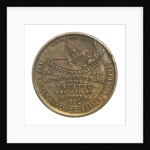 Medal commemorating the wreck of Hudson Bay Company steamer 'Beaver', 1892; obverse by C.W. McCain