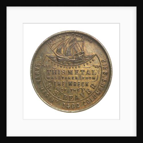 Medal commemorating the wreck of Hudson Bay Company steamer 'Beaver', 1892; reverse by C.W. McCain
