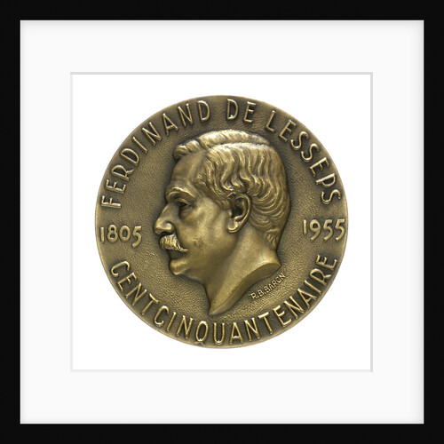 Medal commemorating the 150th anniversary of Ferdinand de Lesseps, 1955; obverse by R.B. Baron