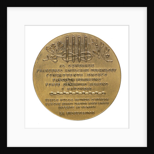 Medal commemorating General Francesco Amilcare Dupanloup from the inhabitants of Savona; reverse by unknown