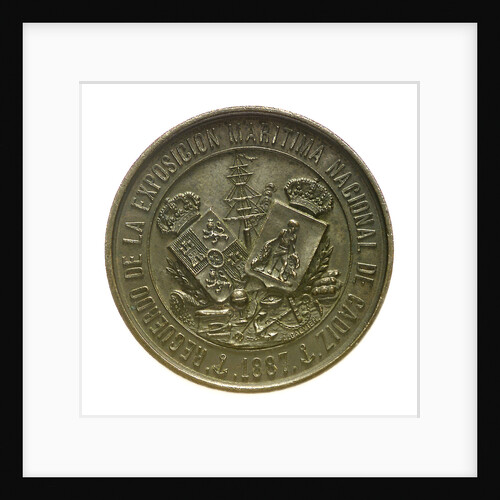 Token commemorating the National Maritime Exhibition of Cadiz, 1887; obverse by A. Galvien