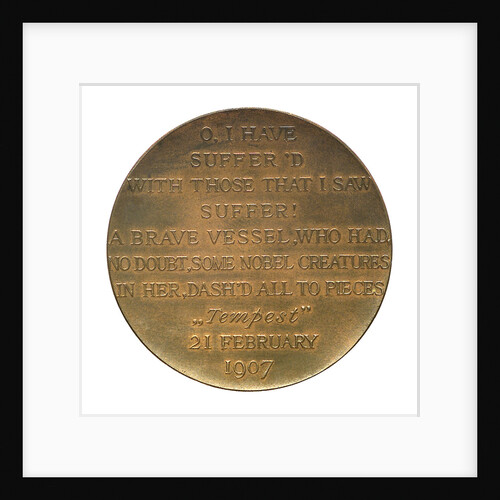 Medal commemorating the wreck of the SS 'Berlin', 1907; reverse by A.T. van Rooy