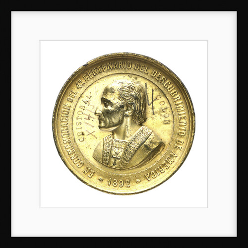 Medal commemorating the 4th centenary of the discovery of America, 1892; obverse by B. Muzio