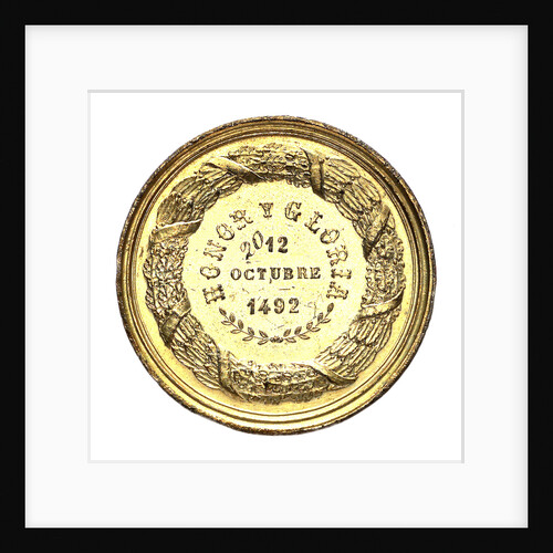 Medal commemorating the 4th centenary of the discovery of America, 1892; reverse by B. Muzio