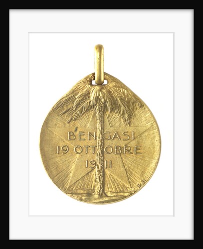 Medal commemorating the Italian cruiser 'Regina Elena' and the landing at Bengasi, 1911; reverse by S. Johnson