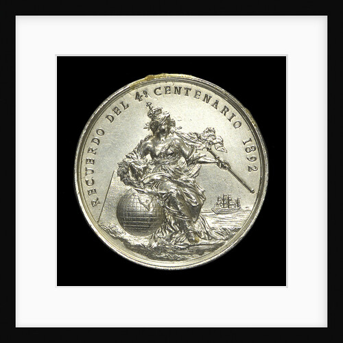 Medal commemorating Christopher Columbus (1451-1506) and the fourth centenary of the discovery of America, 1892; reverse by Lauer Bros.