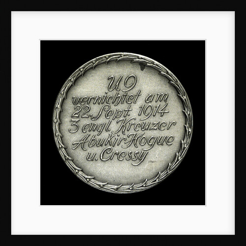 Medal commemorating the destruction of the English armoured cruisers 'Aboukir', 'Hogue' and 'Cressy' by 'U9', 1914; obverse by F. H.