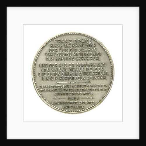 Medal commemorating Sir Francis Drake and the Atlantic crossing; reverse by M.U.W.