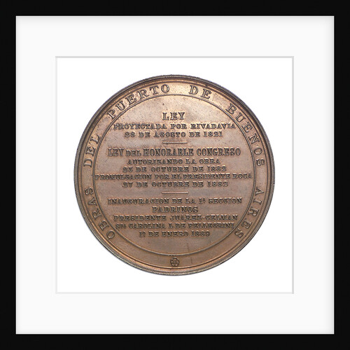 Medal commemorating the inauguration of the port of Buenos Aires; reverse by unknown