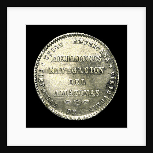 Medal commemorating the navigation of the Amazon, 1865; reverse by unknown